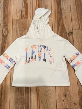 Levi's White Hoodie Patchwork with Red Logo Tag